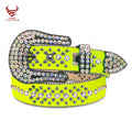 Factory Custom Western Cowboy Bling Bling Studded Removable Buckle Sunshine Rhinestones Belt