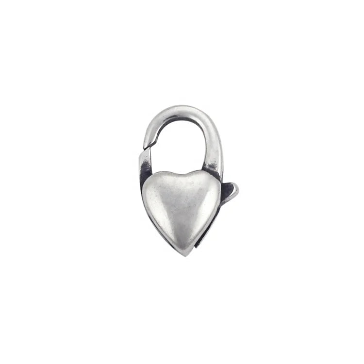 10mm Dainty 925 Sterling Silver Small Puff Heart Shape Necklace Lock 18K Gold Plated Lobster Clasp for Bracelet Jewelry