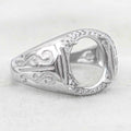 Sterling Silver 10*12mm Semi Mount Men's Ring Frame Empty Blank Claw Setting S925 Base Holder Without Center Stone for DIY Inlay
