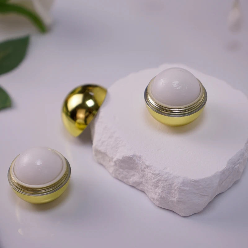 Private Label Round Ball Lip Balm Golden Container Moisturizing Organic Hydrating Customized Flavors Repairing Lip Balm Ball