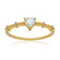 Milskye S925 Delicate Jewelry 14k Gold Plated Bead Zircon Moonstone Heart Engagement Ring