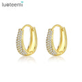 LUOTEEMI Huggie Diamond Erring Jewelry Woman Earing Golden 18K Gold Plated Iced Out Cubic Gold Plated Hoop Earring
