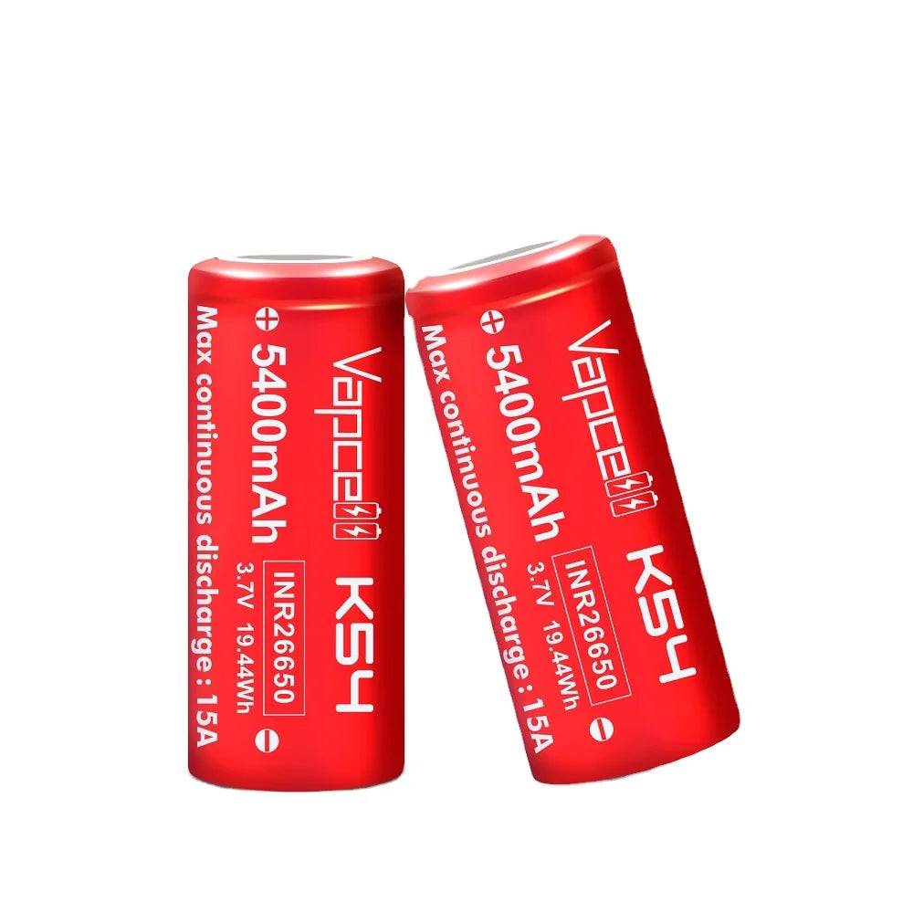 Vapcell Inr26650 3.7V 5400 MAh 15a High Capacity 3.7v Li Ion Rechargeable 26650 Battery K54