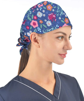 Working Cap with Buttons for Mask Stretchy Ribbon Tie Ponytail Hats for WomenLong Hair Head Covers Striped Hair Caps