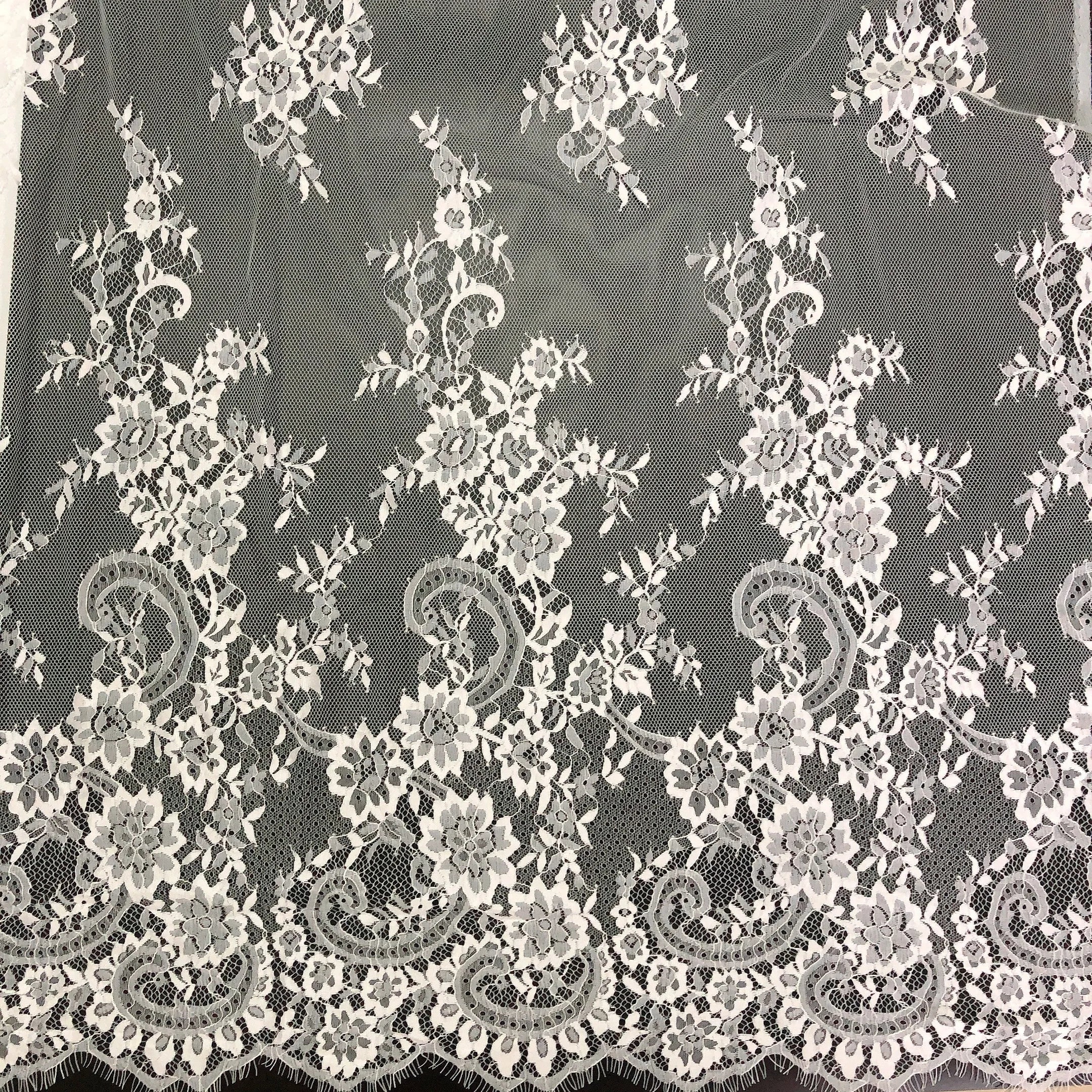 Trendy Couture Floral Chantilly Eyelash Lace Fabric Embroidery LT21080