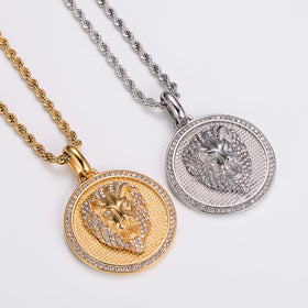 New Designs Hip Hop Stainless Steel 18k Gold Plated Fine Jewelry Crystal Diamond Mens Iced Out Pendants lion