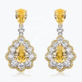 Luxury Pear Shaped 925 Silver Ear Adorned With Goose Yellow Synthetic Zircon Flower Earrings