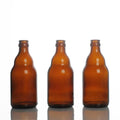 Empty Round 330ml Amber Glass Beer Bottle With Metal Crown Cap Wine Bottle