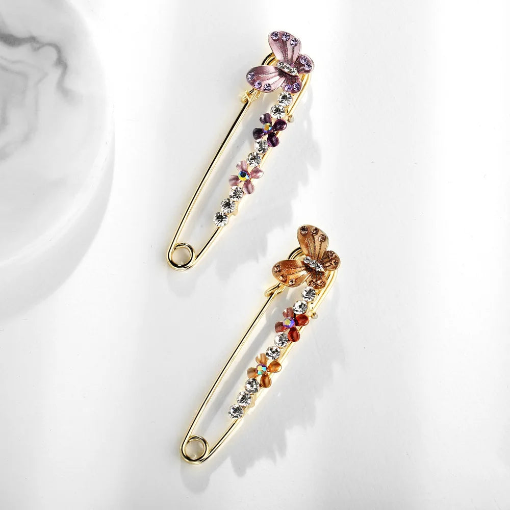 Jacho Newest Rhinestone Brooch Women Jewelry Fashion Crystal Banquet Pin Safety Lapel and Pins Butterfly Safety Brooch Pin
