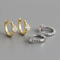 Wholesale Fashion Jewelry 925 Sterling Silver Round Flower Pattern Minimalist Zircon Gold Plated Hoop Earring Jewelry for Women