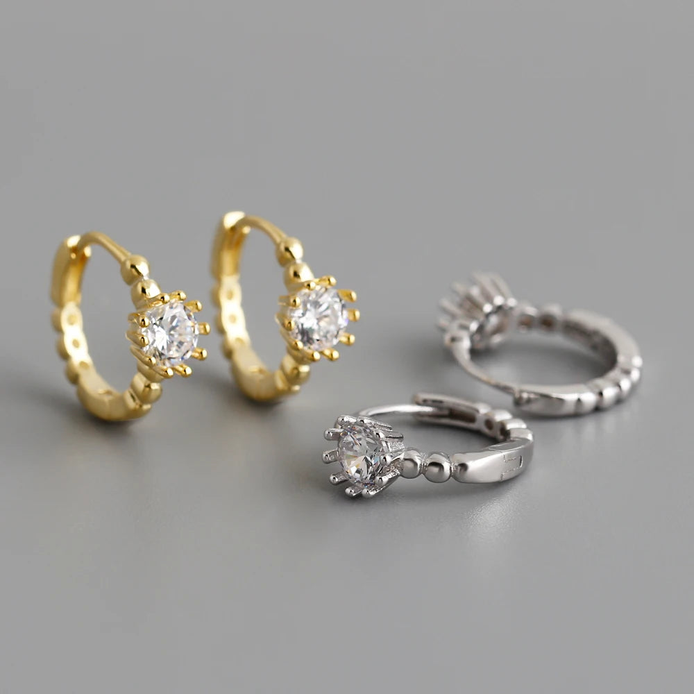 Wholesale Fashion Jewelry 925 Sterling Silver Round Flower Pattern Minimalist Zircon Gold Plated Hoop Earring Jewelry for Women