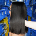 Virgin Cuticle Aligned Hair Double Drawn Straight Bob Wig With 2*6 Kim Closure 100% Human Hair Lace Front Wigs for Black Women
