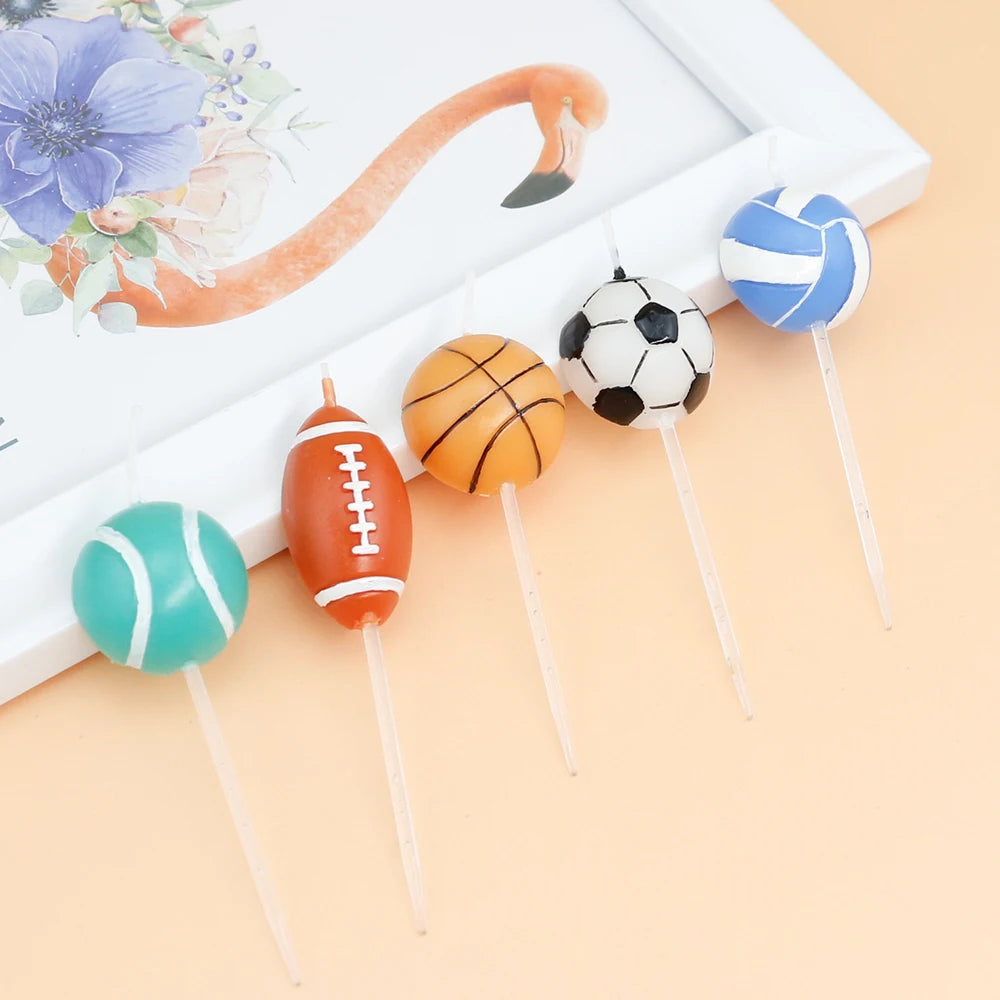 Popular  Cartoon Football Shaped Birthday Cake Candles for Kids