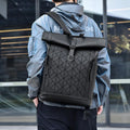 Best 26l Black Slim Expandable Roll Top Traveller Rolltop Leather Laptop Travel Backpack Rucksack