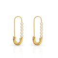 Chris April in Stock Fashion Jewelry 316L Stainless Steel PVD Gold Plated Minimalist Pin Shape Pearl Earrings