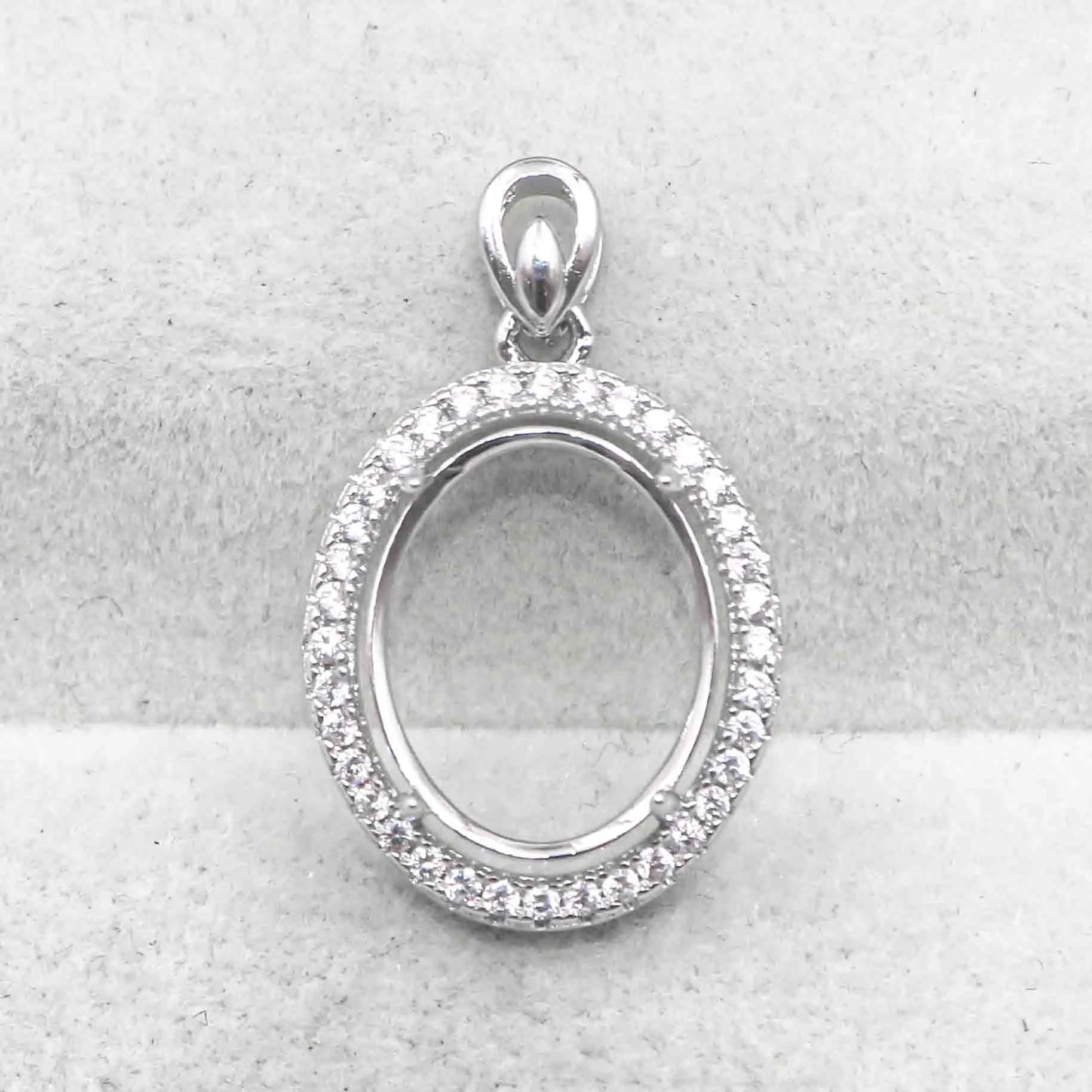 Sterling Silver 11*14/12*15/13*17/15*20mm Semi Mount Pendant Empty Support Blank Setting S925 Base Without Stone for DIY Inlay