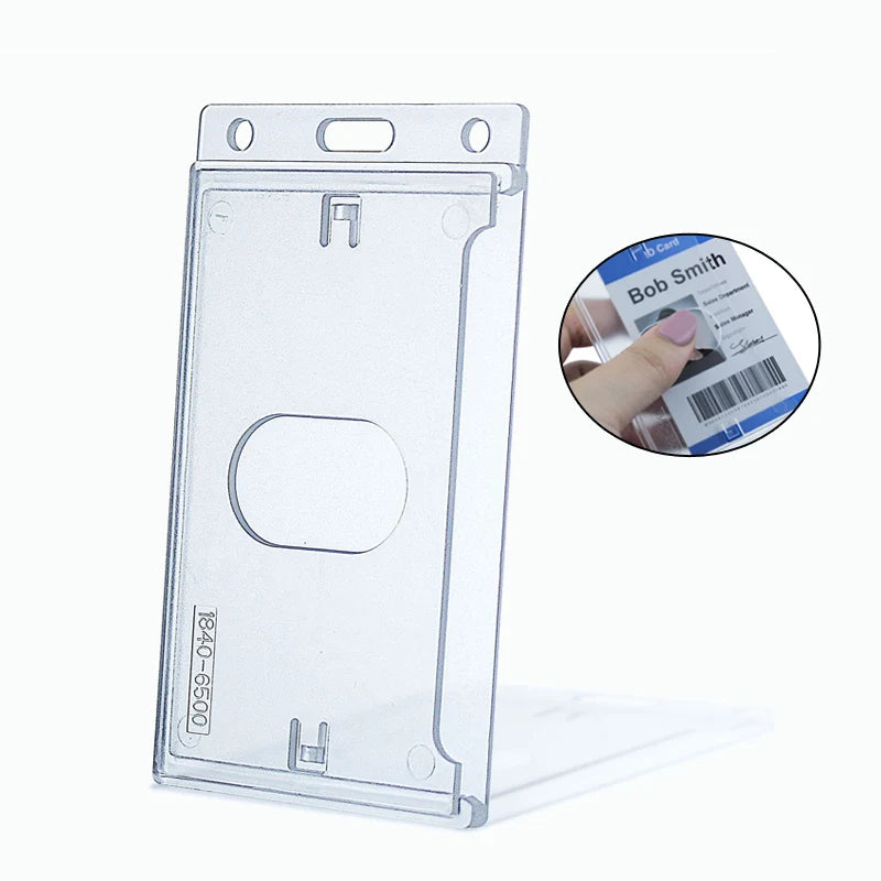 Clear Plastic ID Card Holder Vertical ABS ID Card Protector Name Card Holders for School Nurse Staff