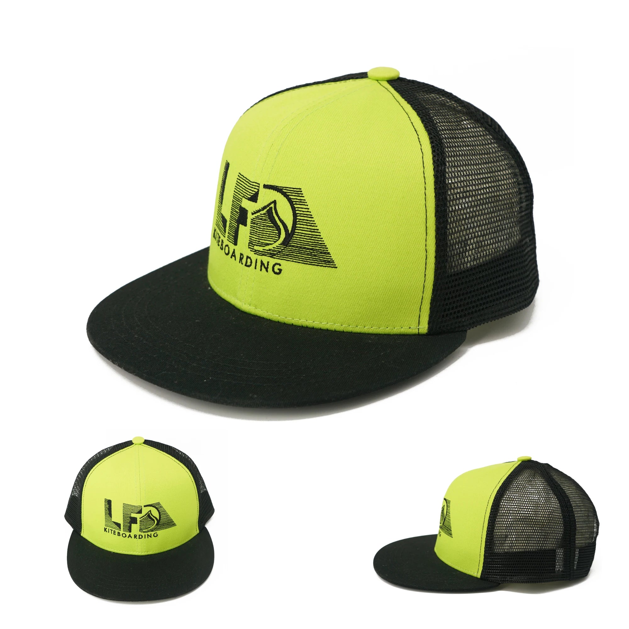 High Profile Custom Six-Panel Mesh Flat Bill Trucker Hats Adjustable Sports Hats Snapback Caps