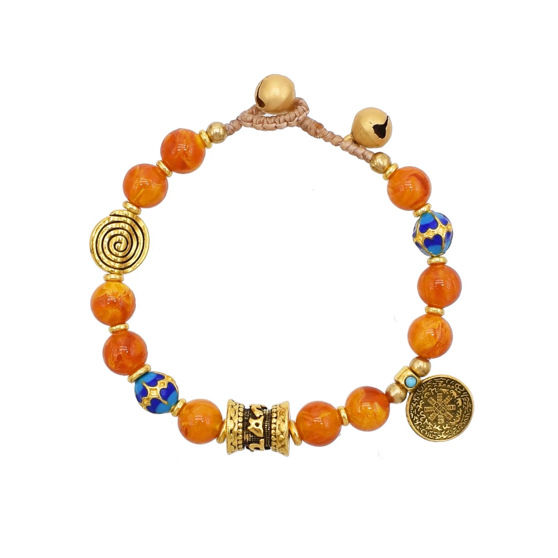 Bohemian Good Luck Bracelet Yellow Beads Bracelet  Handmade Beaded Bell Bracelets for Women Girls