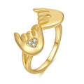 Zuola Custom Eco-friendly Fine Jewelry Luxury Ring 18K Real Gold Plated Shiny Heart Zircon Hand Unisex Valentine's Day Romantic