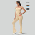 Custom Logo Women's Chic Jumpsuit Flare Yoga Leggings Yoga Fitness Wear v Back Jumpsuit Flared Women's Jumpsuit