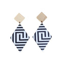 Retro Fashion Women Acrylic Jewelry Earrings Girls Simple Designer Black and White Print Rhombus Geometric Stud Earrings