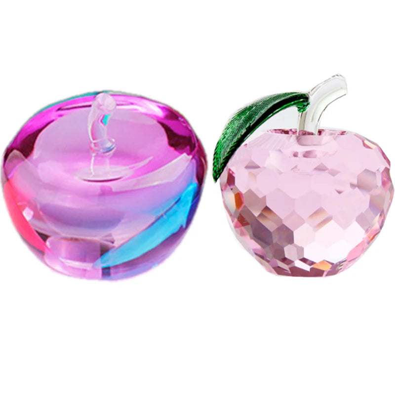 Customized Red Crystal apple Ornaments Home Holiday Glass Crystal Apple Decoration Ornament