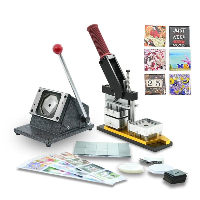 Manual Plastic & Metal Bottom  Badge Maker Button Making Machine With Different Size Mould