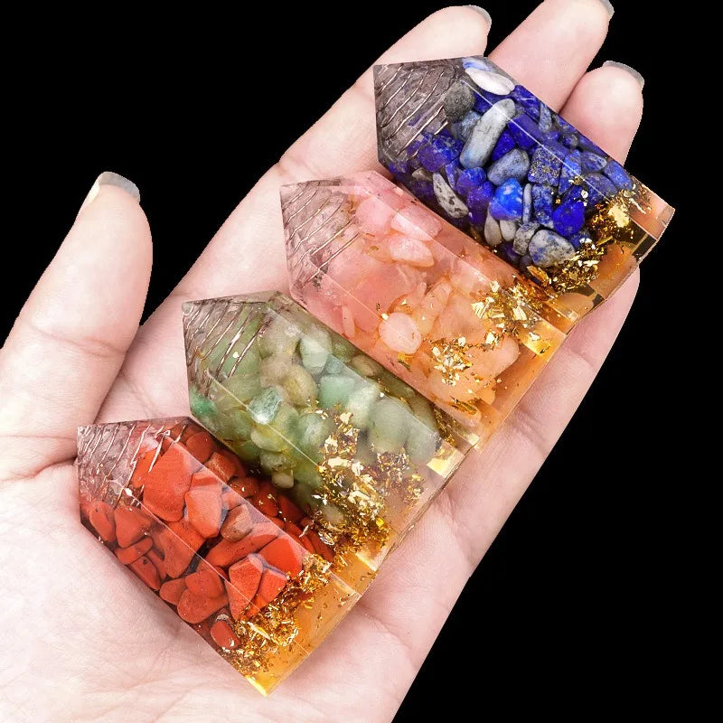 50mm Natural Crystal Gravel Resin Hexagonal Column for Decor Home Desktop Crafts Ornament