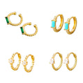 Ball Bead Cubic Zirconia Earrings Ear Cuff Gemstone Stud Huggie Hoop Earrings
