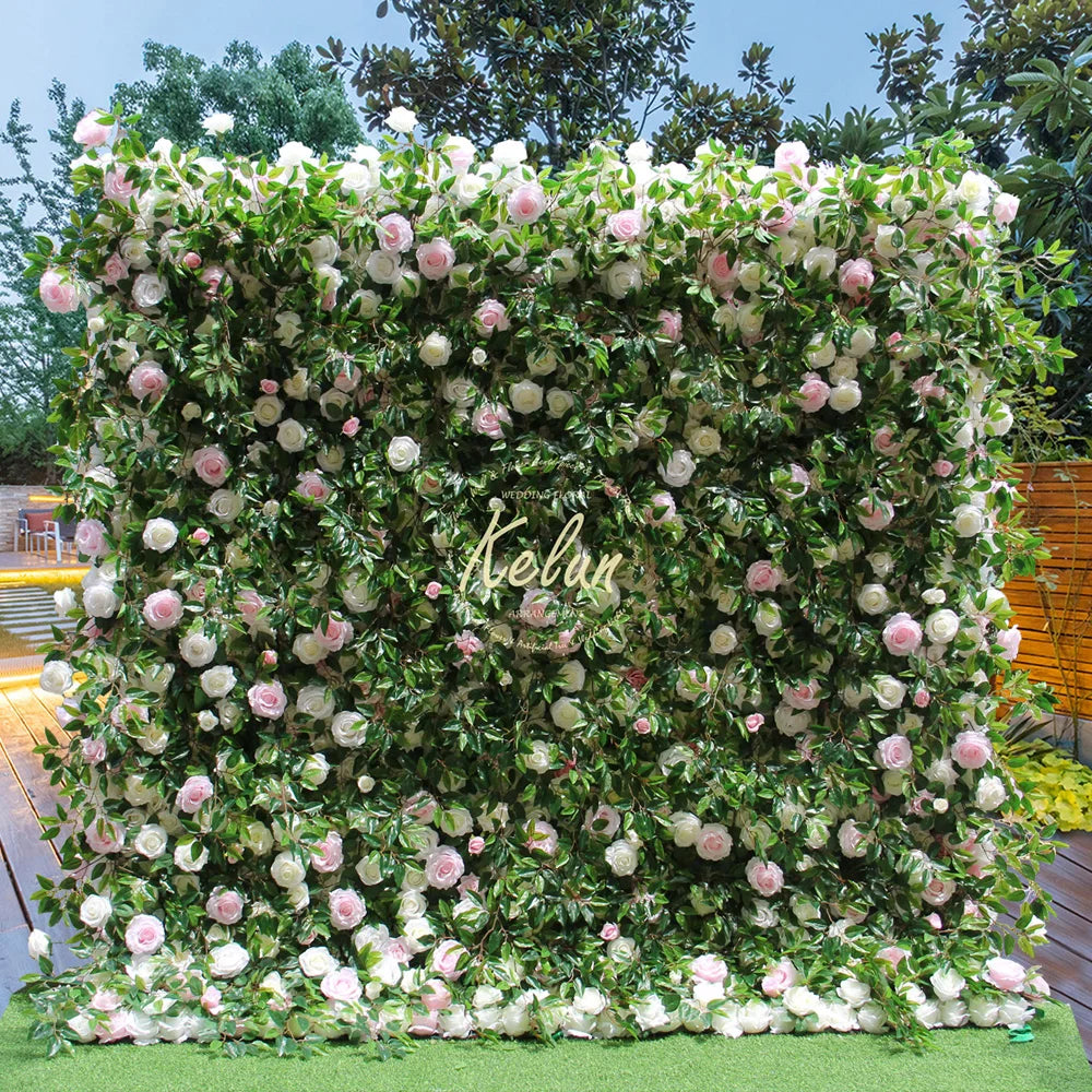 GJ-WA957 Wholesale Artificial Flower Wall Backdrop 8ft X 8ft Flower Art Background Wall Forest Flower Wall for Wedding Decor