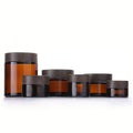 5g 10g 15g 20g 30g 50g 100g Dark Wood Lid Empty Skincare Cosmetic Packaging Brown Amber Facial Cream Glass Cosmetic Jar