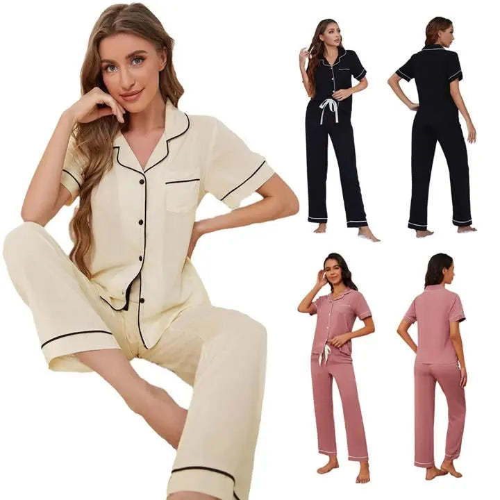 New Arrivals Summer Milk Silk Short Sleeve Sleepwear Loose Cartoon Lounge Wear Pajamas for Women