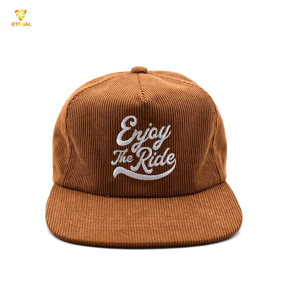 Wholesale Cheap 5 Panel Oxford Terry Corduroy Poplin Snapback Hat Custom Embroidered Logo Unstructured Brown Leopard Dot Argyle