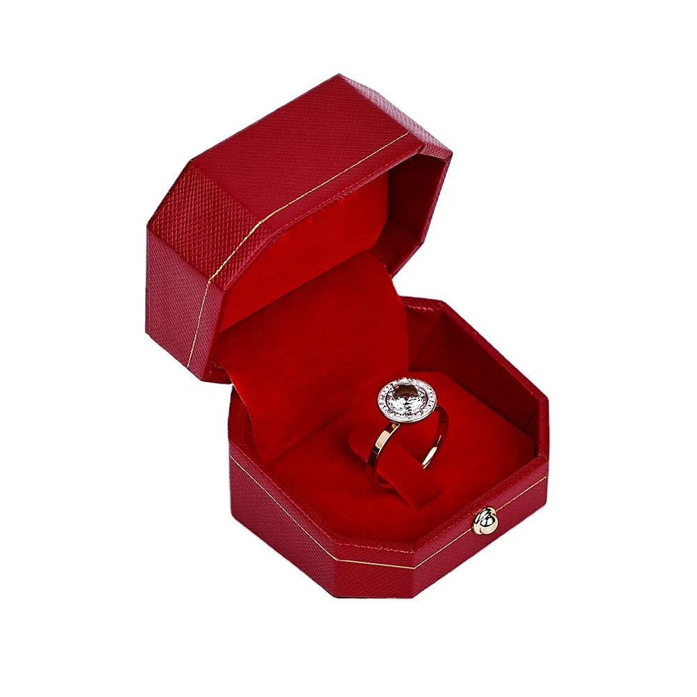 High-end PU Leather Box Ring Necklace Pendant Box with Customized logo Leather Wholesale Ring Boxes