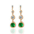 New Artificial 14k Gold Small Green Moissanite Diamond Long Earrings