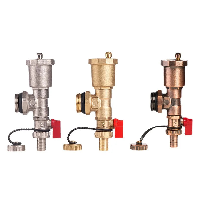 1 Inch Brass End Unit Accessory Automatic Air Vent Drain Valve Manual Floor Heating System Water DN25 Tail Fitting Pressure