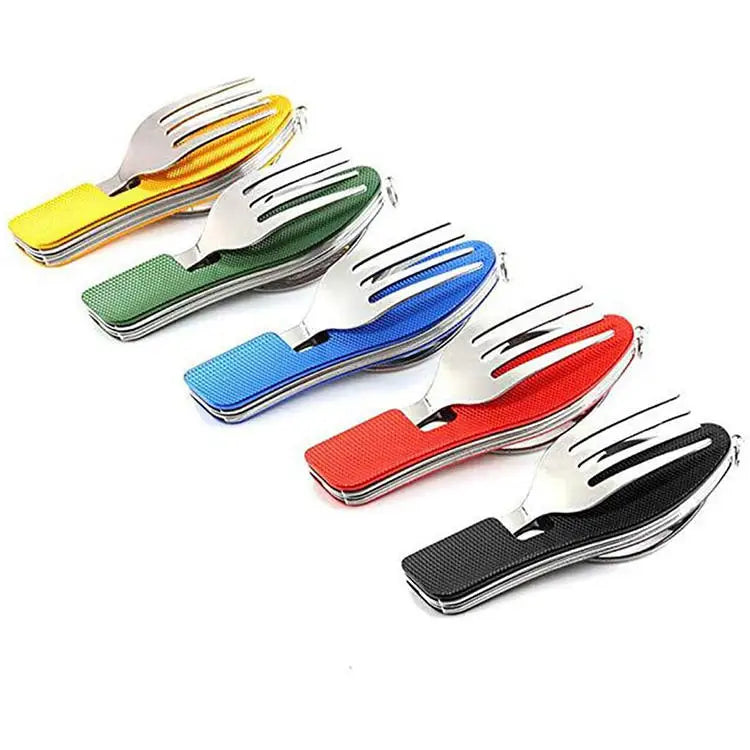 New Portable Folding Flatware Set Stainless Steel Fork Spoon Knife Cutlery for eating