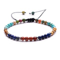 New Design Natural Stone 7 Chakra Bracelet 4mm Reki Energy Stone Mix Gemstone Beads Macrame Bracelet Women Men