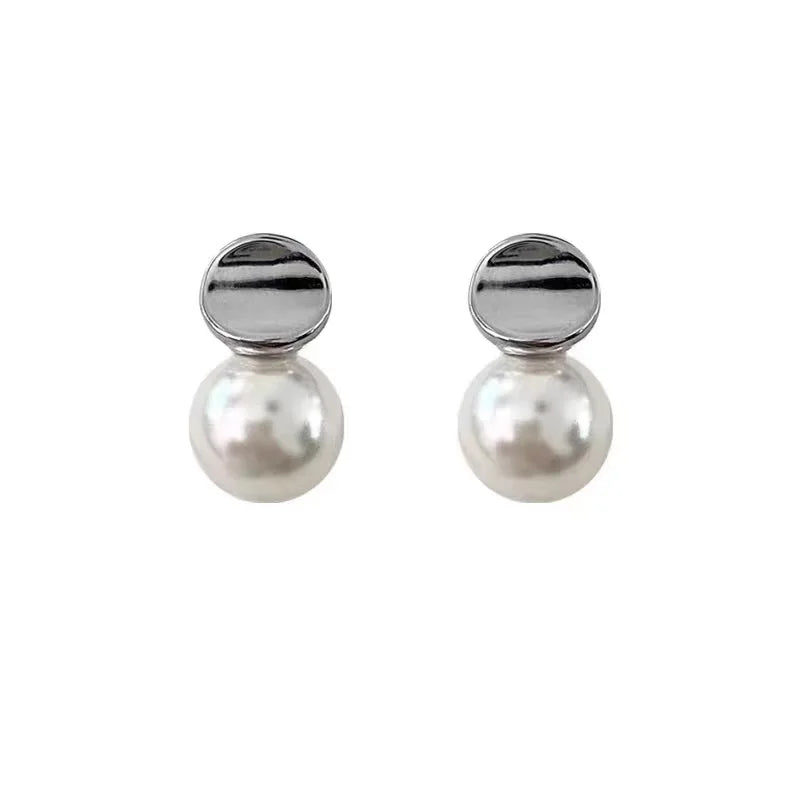 Vintage Luxury Jewelry 925 Silver Bold Freshwater Pearl Water Drop Button Pearl Earrings Accessories for Women