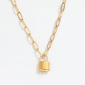 Joolim Jewelry High End 18K Gold Plated Padlock Necklace Link Chain Stainless Steel Necklace