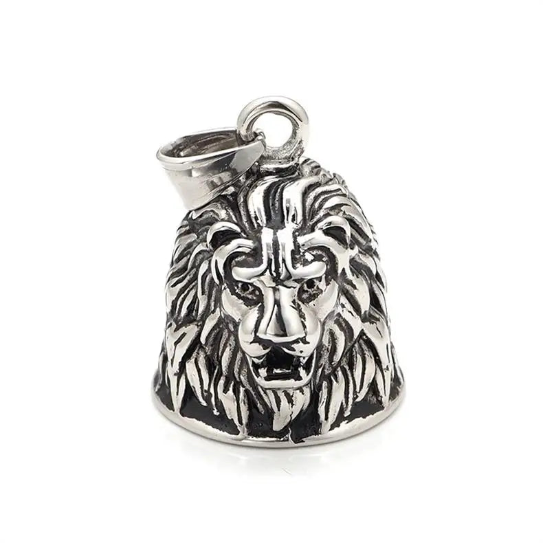 Stainless Steel Classic Personality Lion Necklace Man Trendy Domineering Bell Pendant Retro Motorcycle Decorative Lucky Bell