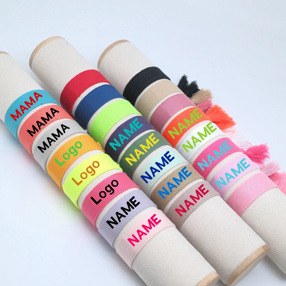 Bohemian Personalized Custom Embroidery Letter Woven Friendship Adjustable Tassel Polyester Bracelets for Women Girls Jewelry