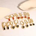 Wholesale High Quality Fashion Titanium Steel Geometric Heart Colored Zircon Pendant Hoop Earrings for Women Waterproof Jewelry