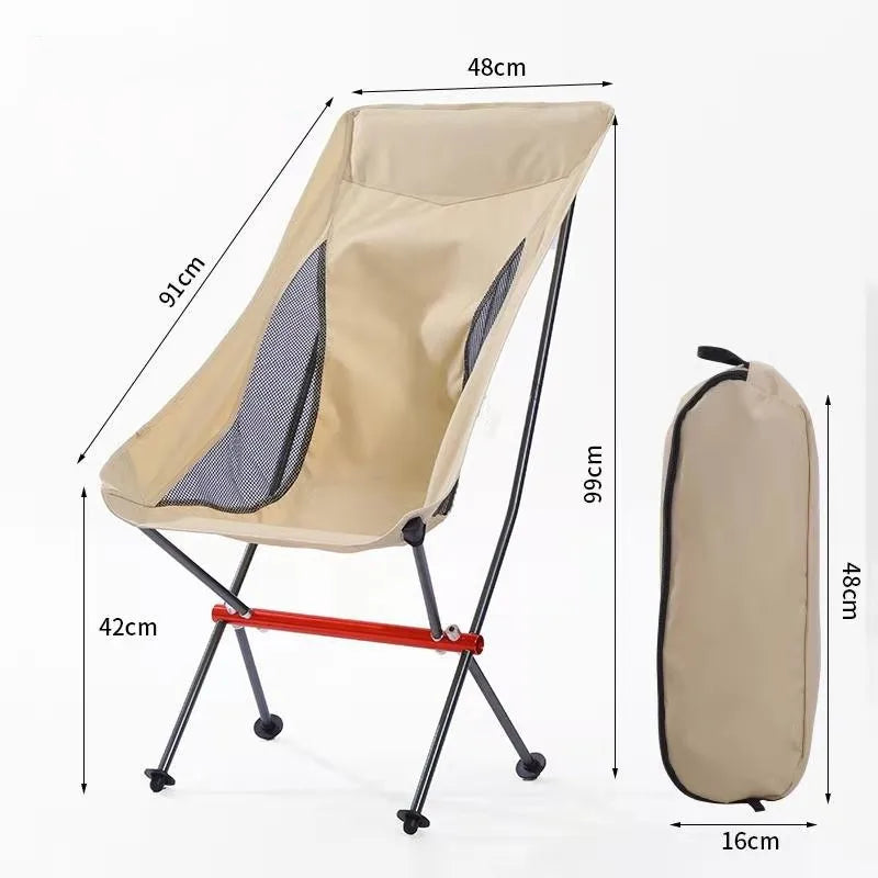 Moq 1 Unit  Portable Chair Outdoor Camping Fishing Chair Compact Backpacking Folding Chairs with Side Pockets for Hiking