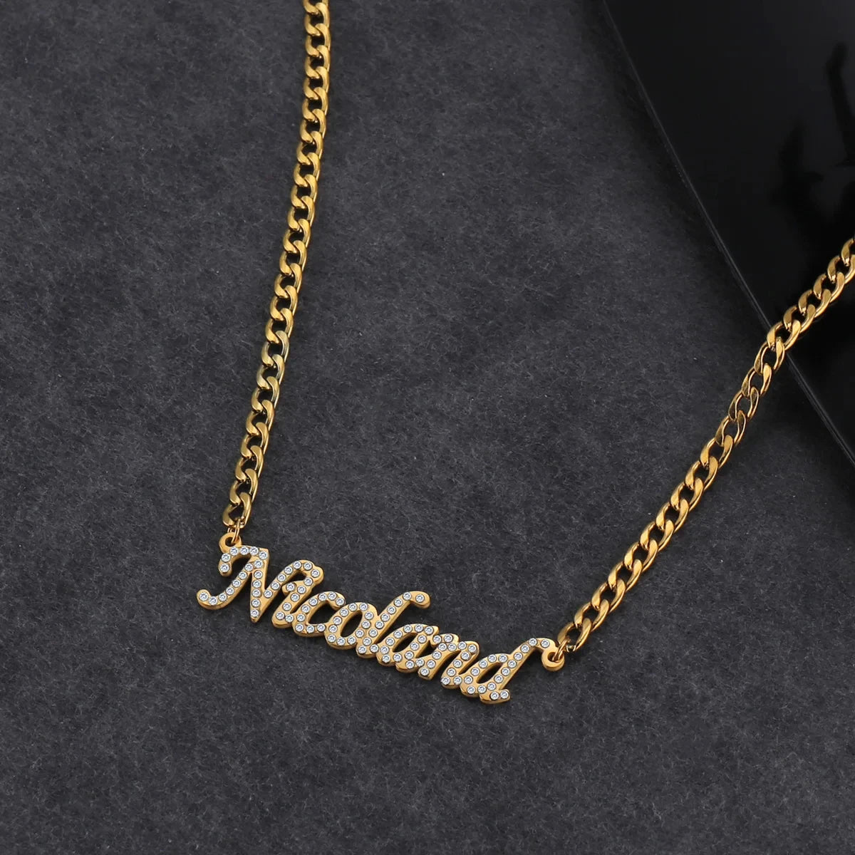 Custom Personalized Name Necklaces Cubic Zircon Letters Stainless Steel Necklace for Women