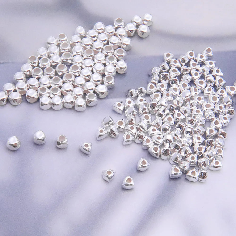 Building Material Triangle Hexagon Silver Taels Precious Metal 925 Sterling Silver Faceted Spacer Beads for Jewelry Making