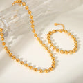 Wholesale 18K Gold Plated Stainless Steel Minimalist Beads Chain Necklace Bracelet Vintage Jewelry Sets for Weddings Gifts