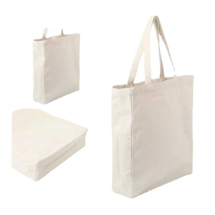 Custom Printed Eco Recycled Blank Personalized Boat Tote Bag Adjustable Buckle Zipper Closure Reusable Cotton Shopping Bag