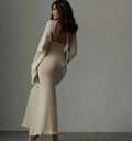 2023 European and American Women's New Sexy Backless Slim Fit Comfortable High Waist Lace up Woolen Flare Sleeves Skirt